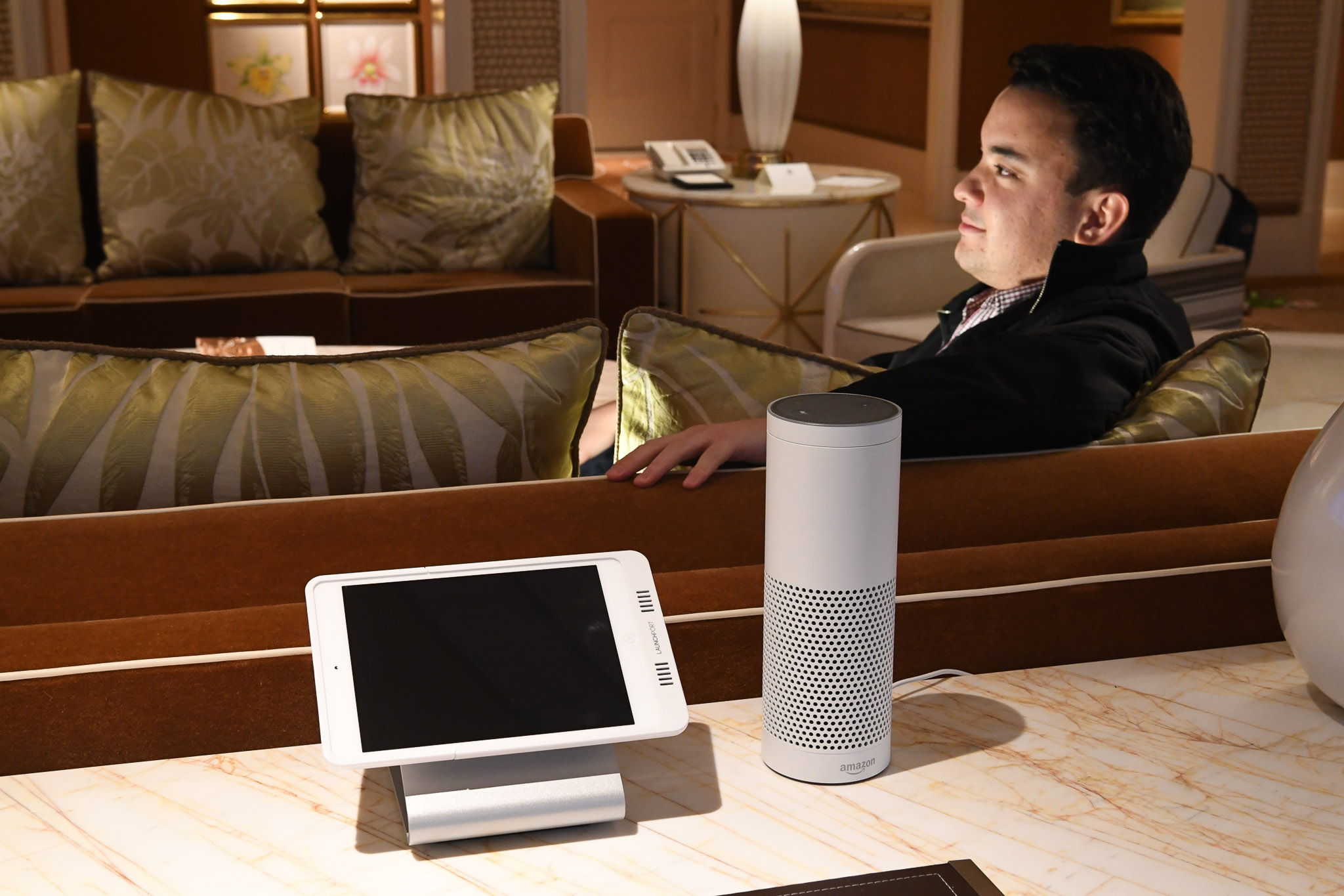 Wynn hotel room with Amazon Alexa
